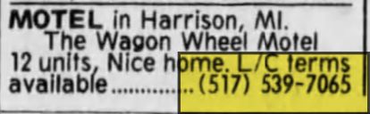 Wagon Wheel Motel (Ulchs Motel) - Jun3 1984 For Sale